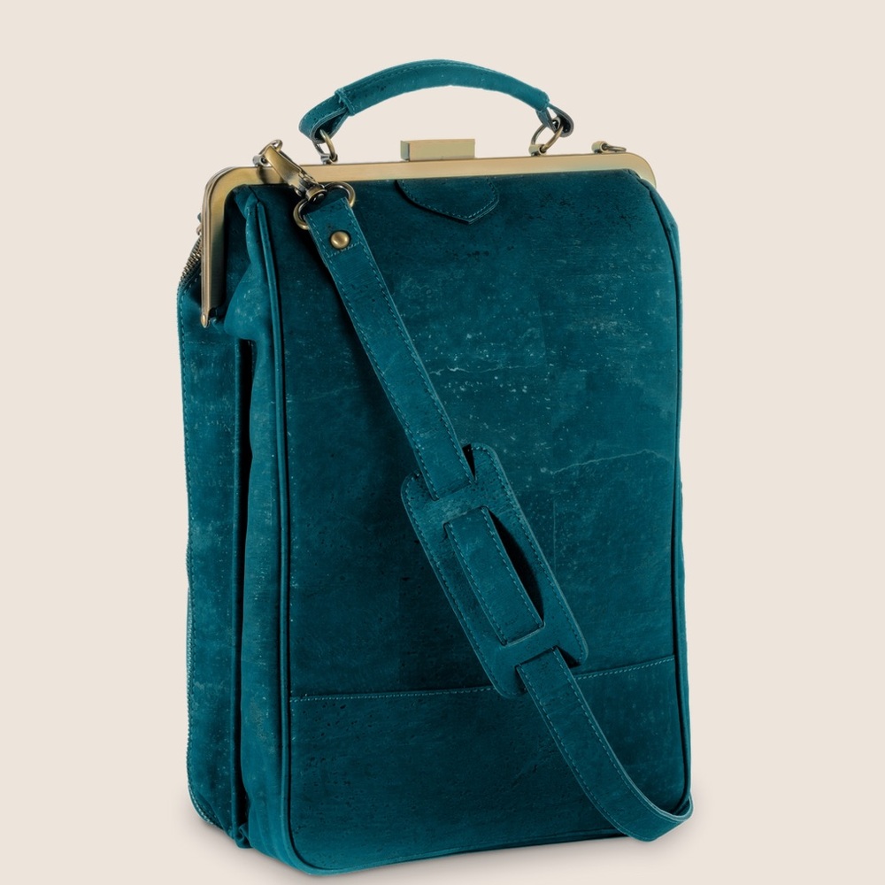 Bobobark Emerald Laflore Paris Convertible Cork Backpack laptop bag EUC